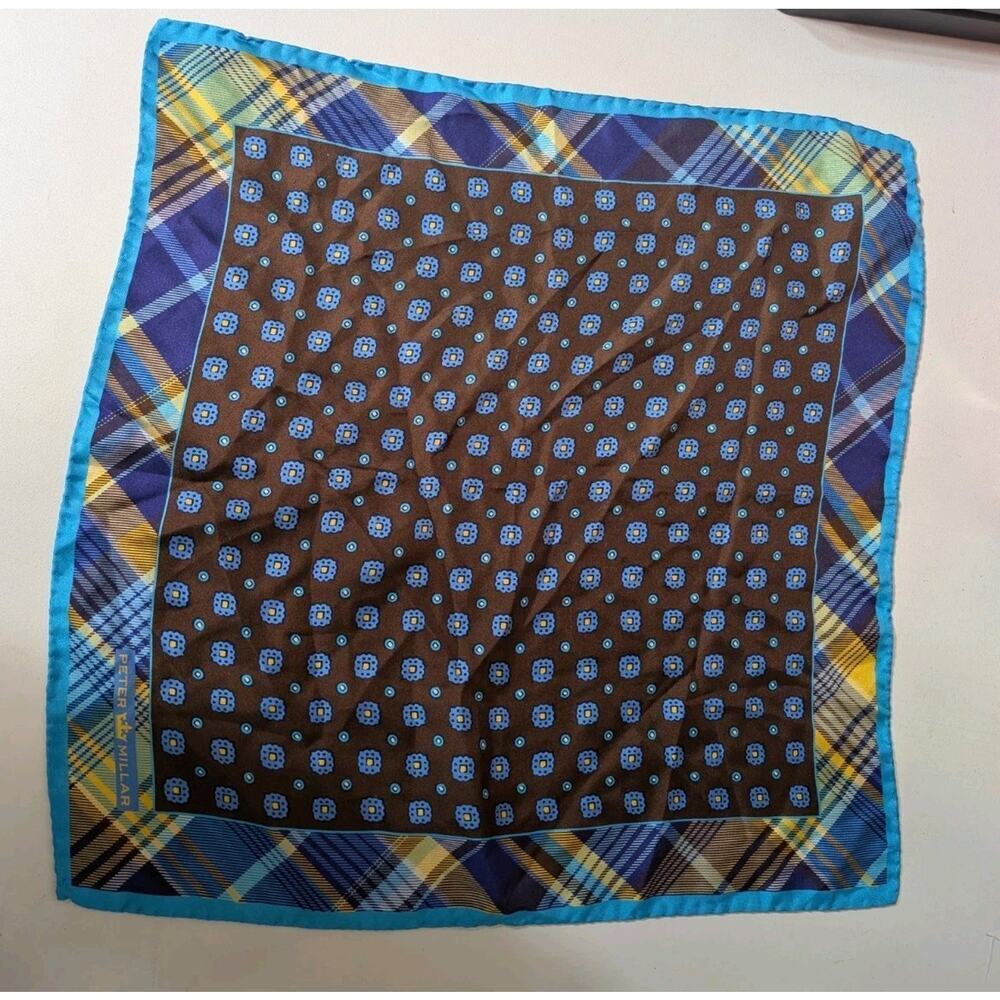 Peter Millar Luxury Pocket Scarf Medallion Tarten Silk Italy (943)